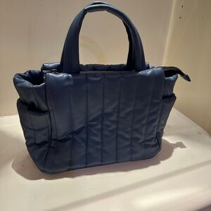 ROYLN Luxe Dusty Blue Quilted Puffer Mini Tote Bag (No Strap)